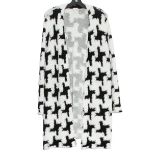 Chicos Cardigan Long Houndstooth Fuzzy Open Cottage Cozy Statement 1 Medium 8 thumbnail 7