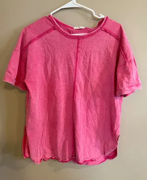 new in Pink Cotton T Shirt/Shorts Set Short Sleeve Casual Size S‎ thumbnail 1