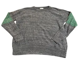Chain Stitch Size 2XL Women Green Grey Crew Neck Sweater‎ Long Sleeve Causal thumbnail 1