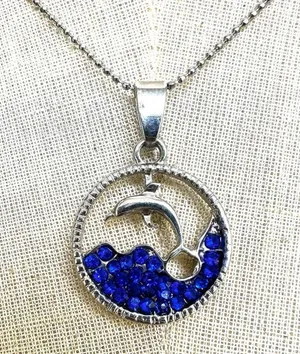 Adult Jewels dolphin rhinestone pendant necklace thumbnail 1