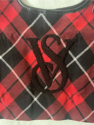 Plaid Tote Bag with Monogram Accent thumbnail 3