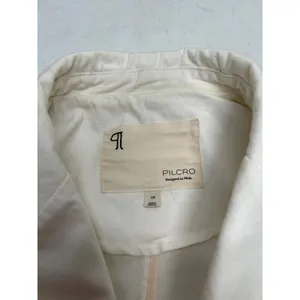 Pilcro by Anthropologie Fray Hem Blazer Ivory Double-Breasted Oversize Size XS thumbnail 6