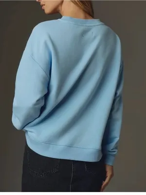 Anthropologie Maeve Pale Blue Crewneck Sweatshirt thumbnail 3