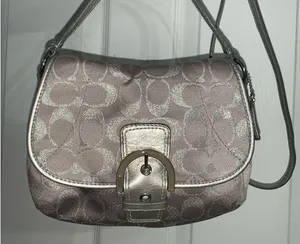 COACH Gray Silver Signature Canvas Crossbody thumbnail 12