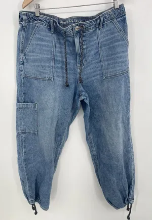 American‎ Eagle Womens Cargo Pocket Super High Rise Jogger Jeans Blue Sz 16 Bin9 thumbnail 1