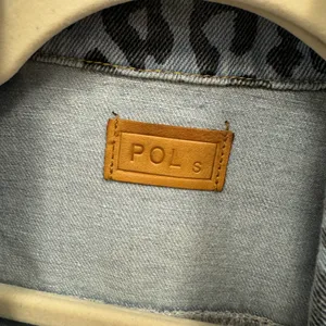 POL Leopard Print Denim Jacket Cable Knit Sleeves Blue Cream Small Oversized thumbnail 7