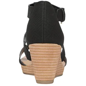 NWT Dr. Scholl's Womens Barton Wedge Platform Sandal F6474S1 Black Snake 6M thumbnail 4