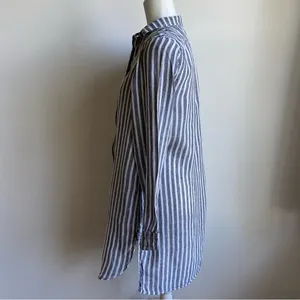CP Shades Linen Striped Shirt Dress Full Button Down thumbnail 2