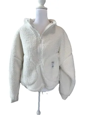 Sonoma Juniors' SO Pullover White Size S Sherpa High Pile Quarter-Zip Oversize New thumbnail 1