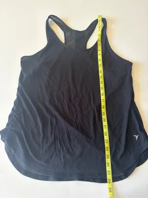 OLD NAVY Active Black Racer back Tank Top mesh detail Shirt Women Size Large thumbnail 2