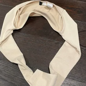 NWOT H&M bolero rib knit beige shoulder sleeve top xs thumbnail 2