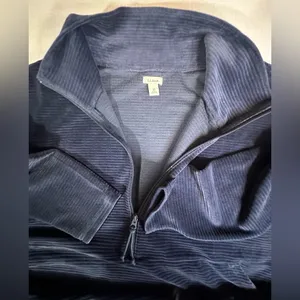 LL Bean Blue Loose Turtle Neck 3/4‎ Zip Up Kangaroo Pocket Ribbed Sweater XL thumbnail 10