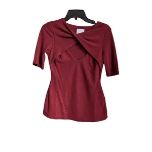 Acler Brighton twist jersey top in burgundy size US 4 thumbnail 2