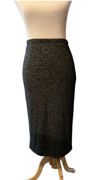 Express Marled Gray Knit Pencil Skirt Midi Size M Stretchy Pull-On thumbnail 1