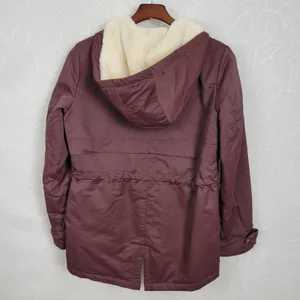 Asos Womens Coat Size 2 Purple Fleece Lined Hooded Drawstring Waist Anorak Coat thumbnail 2