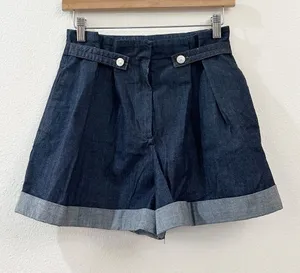 Zara Women's High Rise Paperbag with Belt Loops Denim Shorts Size XS NWT thumbnail 1