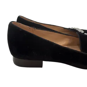 Adrienne Vittadini Palo Velvet Loafer Women 10 Black Crystal Formal Holiday Glam thumbnail 6