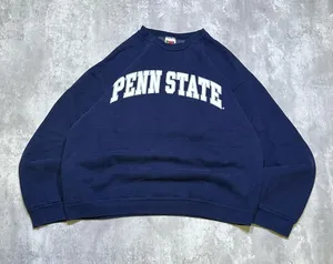 Fruit of the Loom Vintage Navy and White Penn State Heavyweight Cotton Crewneck Sweatshirt thumbnail 1