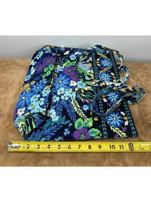Vera Bradley Midnight Blues Quilted Floral Tote Shoulder Bag Blue Purple thumbnail 6