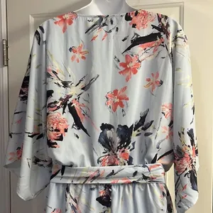 Lulus Pastel Floral V-Neck Flowy Sleeves Romper with Removable Belt- Large thumbnail 13