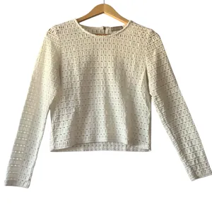 Evolution By Cyrus Chic Cream Textured‎ Cut Out Women's Sz S Blouse Neutral thumbnail 1