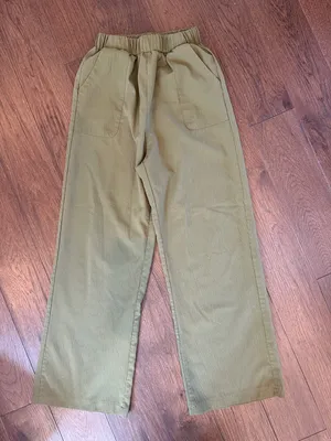 Women’s Elastic-Waist Wide Leg in Olive Green Small - C19-030 thumbnail 1