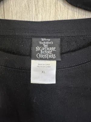 Disney Nightmare Before Christmas Jack & Sally Black Crewneck Sweatshirt thumbnail 3