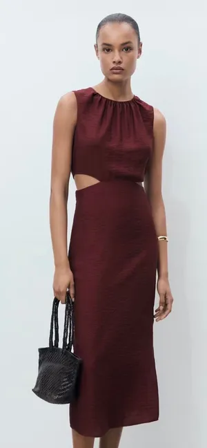 Mango Maroon Cut Out Dress thumbnail 1