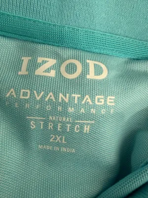 Izod Advantage Performance Men’s Aqua Blue Piqué Polo with Contrast Trim thumbnail 5