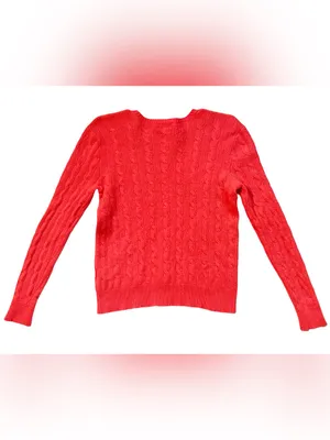 Polo Ralph Lauren Orange Cable Knit Cashmere Merino Wool Blend Sweater thumbnail 5