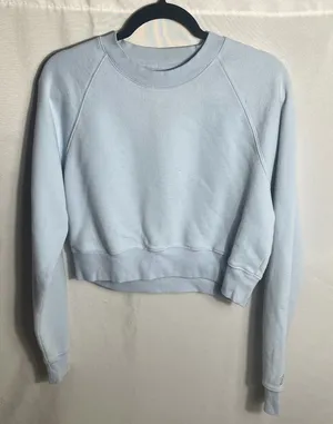 Tna Cozy Fleece Cropped Sweatshirt Light Blue Women's Size L Pullover thumbnail 1