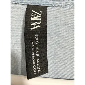 Zara Midi‎ Button UP Dress Lyocell Denim Lightweight V-Neck Women's Size Small thumbnail 11