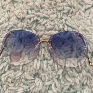 Rimless Blue Lens & Silver Sunglasses NWOT thumbnail 8