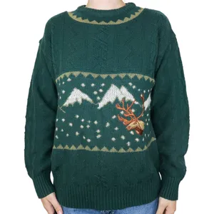 St. John's Bay Vintage 90s Green Mountain Elk Winter Sweater thumbnail 1