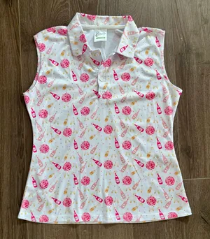 Birdie Tee Golf Polo Champagne Disco Bachelorette Girls Trip Approx Sz Medium thumbnail 1