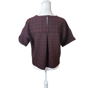 Madewell Red Black Plaid Boxy Top Medium Cuffed Sleeves Heritage‎ Twee Academia thumbnail 4