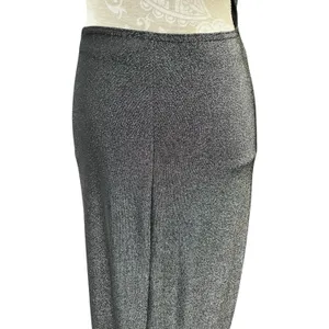 City Triangles Y2K 90s Minimalist Shimmer Open Back Column Maxi Dress Silver Black Size M Read thumbnail 5