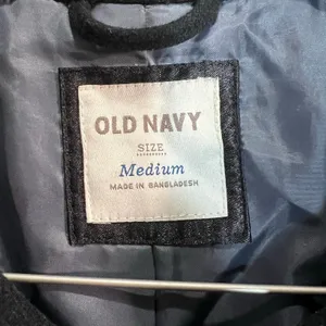 Old Navy Black Pea Coat Women's Size Medium Cotton Wool Blend Winter Snow Cold thumbnail 9