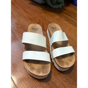Reef Vista Hi Platform Sandals White‎ Vegan Leather Cork Slide Womens 9 Summer thumbnail 5