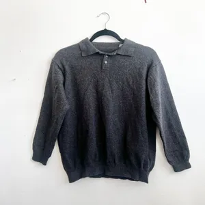 Nordstrom Gray Wool Sweater Collared‎ Made in Italy Minimalist Classic Luxury Small thumbnail 2