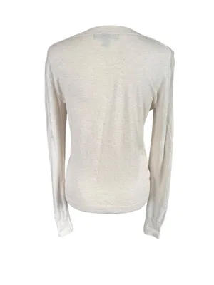 Banana Republic women's linen colored long sleeve crewneck knit top size XS thumbnail 4