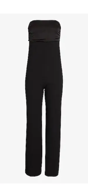 NWT EXPRESS Satin Pieced Strapless Jumpsuit BLACK XS thumbnail 4
