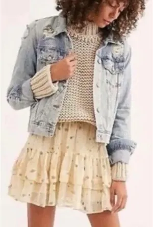 Free People Floral Mini Skirt Ruffle thumbnail 1