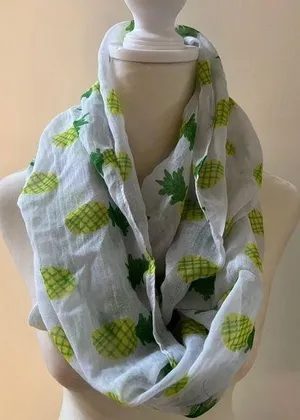 Pineapple print womens infinity scarf thumbnail 1