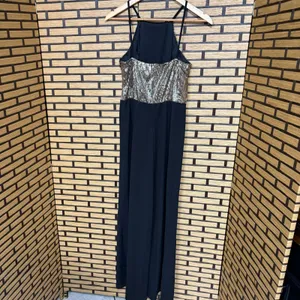 Bebe Black Jumpsuit With Gold Sequins Size 4 thumbnail 2