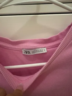 Zara pink cropped flare sleeve top thumbnail 3