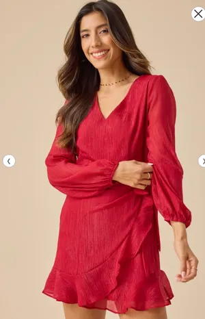 Altar’d State Trina Burgundy Shimmer Wrap Dress Size Small thumbnail 5