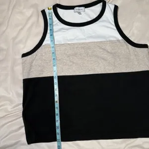 Evereve Colorblock Tank Top White Tan Black Sleeveless Women's XL thumbnail 8
