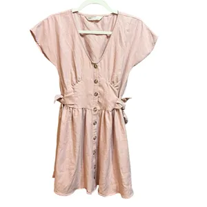 ZARA Pink Button‎ Front Midi Dress Women Soft Girly Cottagecore Feminine Sz XS thumbnail 2