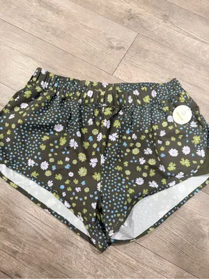 aerie Olive Floral Athletic Shorts with Blue & White Daisies thumbnail 4